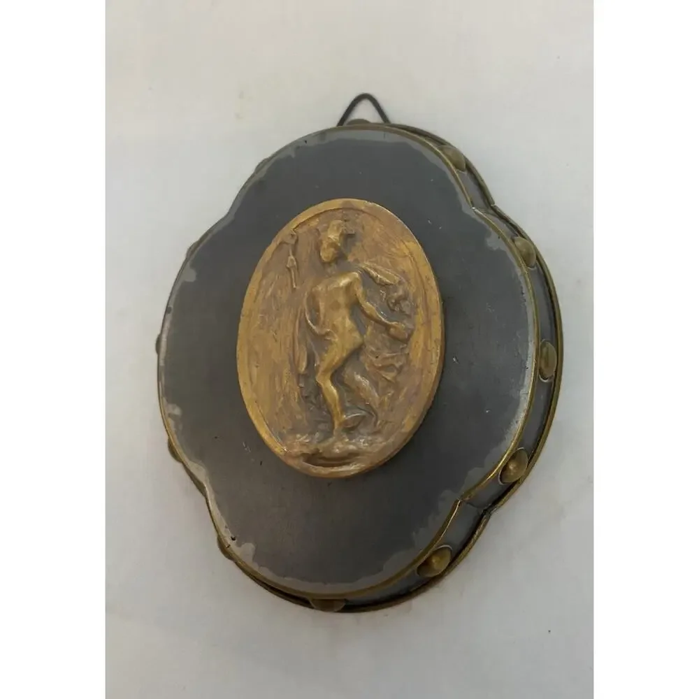 Vintage Neoclassical Mercury Plaster Grand Tour Intaglio Wall Art Medallion 3.5